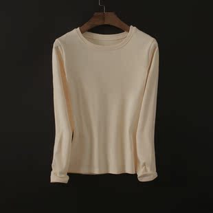 小版型修身打底衫女春秋厚款磨毛内搭上衣紧身秋冬洋气九分袖T恤