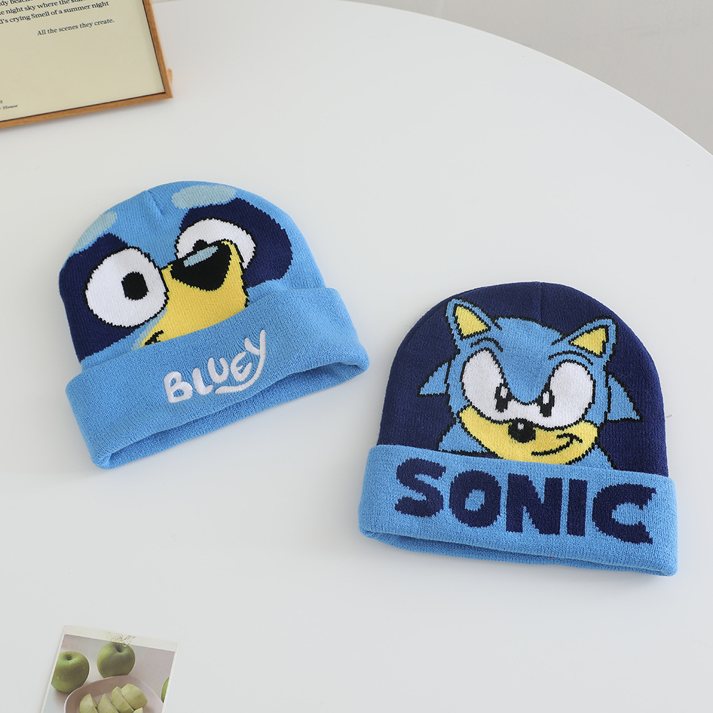 布鲁伊儿童针织帽秋冬新款我的世界毛线帽男女童保暖卡通套头冷帽