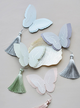 晚宴手写席位卡婚礼calligraphy蝴蝶姓名牌座位卡婚礼坐席卡定制