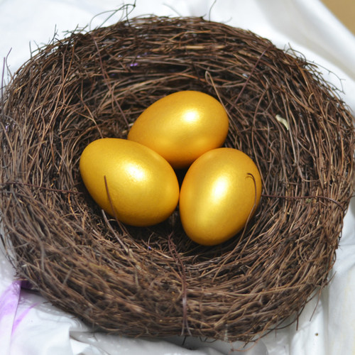 复活节招财金蛋木制仿真鸡蛋鸟蛋