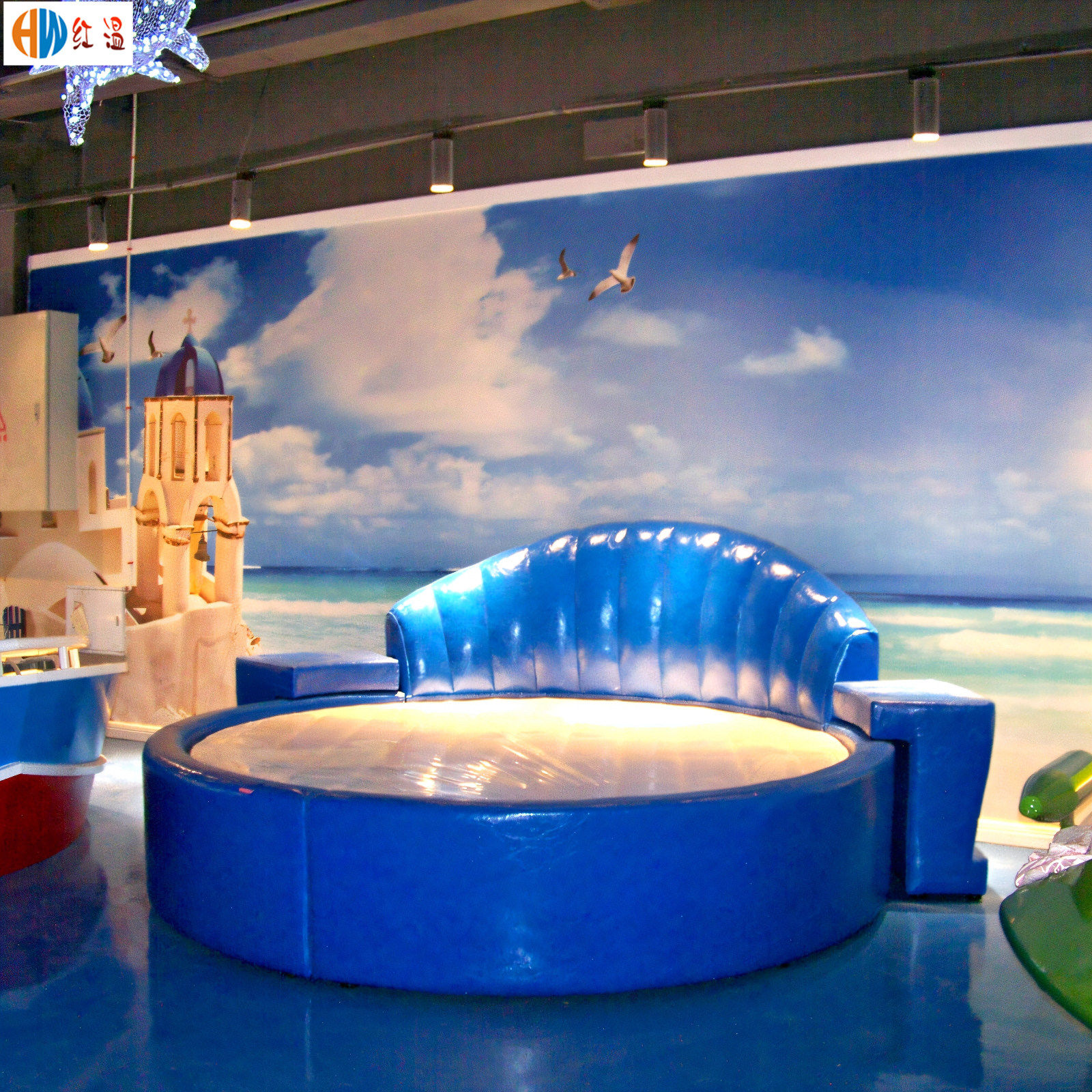 圆形床民宿家具轻奢精品酒店电动情侣影咖吧现代主卧主题宾馆水床,住宅家具,皮艺床,淘宝优惠券,粉丝福利购,淘宝优惠卷