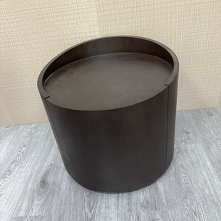 意式 捡漏 极简实木圆形床头柜现代简约卧室床边储物柜单抽床头柜