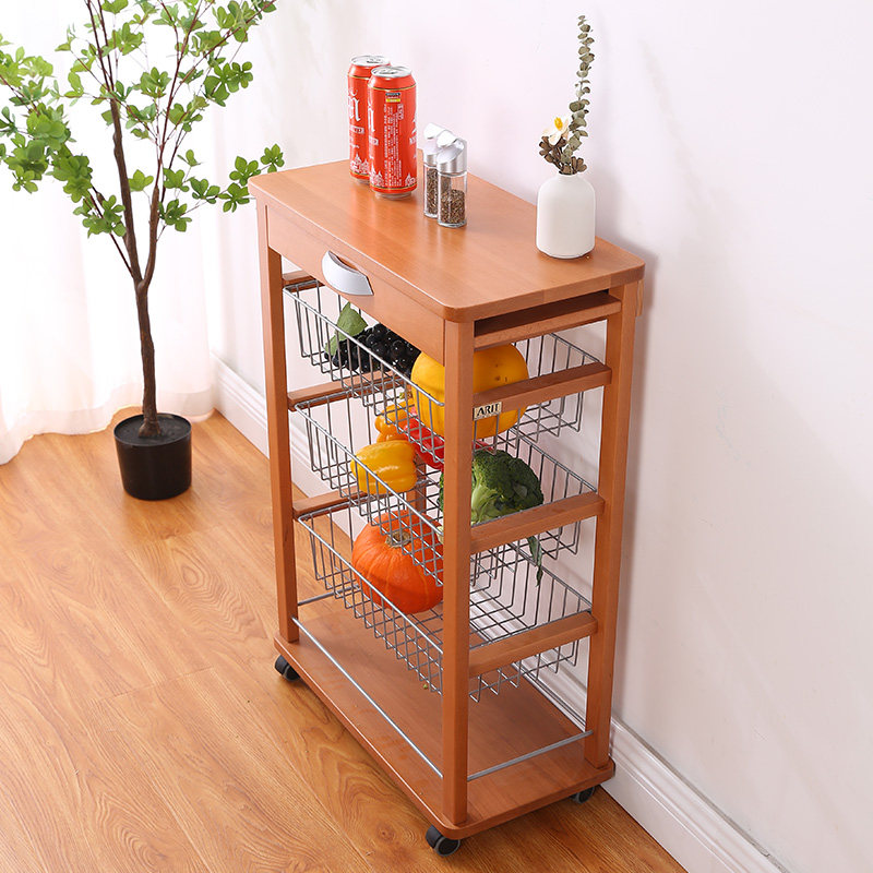 利快Arit果蔬收纳推车意大利进口实木带抽屉可折叠移动多层收纳架