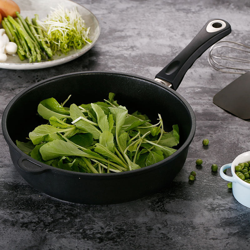 利快Likuai德国进口不粘无油烟玻璃盖单柄煎炒锅平底锅电磁炉通用