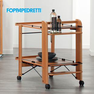 推车福帕FOPPAPEDRETTI意大利进口双层榉木可折叠餐车 手推餐边车