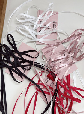 ins风博主法式细蝴蝶结长丝带发饰点缀头饰发夹边夹侧边小夹子