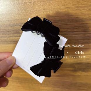 jill大姐姐黑色秋冬丝绒蝴蝶结小抓夹 精灵耳发夹发卡女2025新款