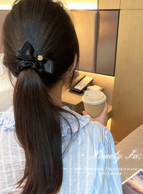 韩系简约黑色蝴蝶结大肠发圈