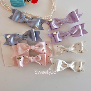 桃乐丝miu系甜美少女波点蝴蝶结发夹侧边发小夹子巨好看 发饰