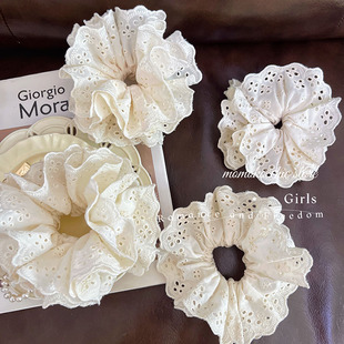 法式 温柔蕾丝花边大肠发圈女高级感扎头发绳丸子头发饰头绳女成人