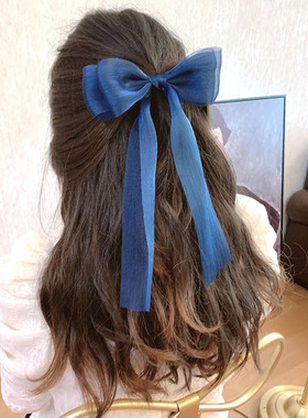 少女爱丽丝~人鱼姬蝴蝶结飘带头绳 超仙顶夹发卡发夹头饰 jk发饰