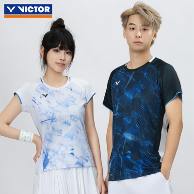 VICTOR威克多胜利羽毛球服男女款清爽舒适针织运动短袖T恤T-60015