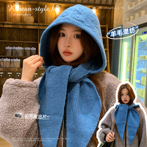帽子围巾一体女2025新款保暖防寒