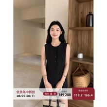 MULVAN 高级感气质白色肌理无领马甲两件套西装上衣女夏休闲短裤