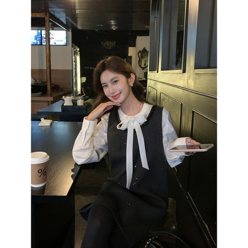 MULVAN慢调巴黎 法式小香风细闪U领背心裙女高级感气质无袖连衣裙