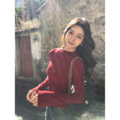 软糯气质打底衫 MULVAN 上衣 针织衫 女修身 云肤Tee 半高领喇叭袖