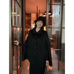 MULVAN 【现货7.5折】财阀千金 100％羊毛双面呢斗篷外披肩大衣