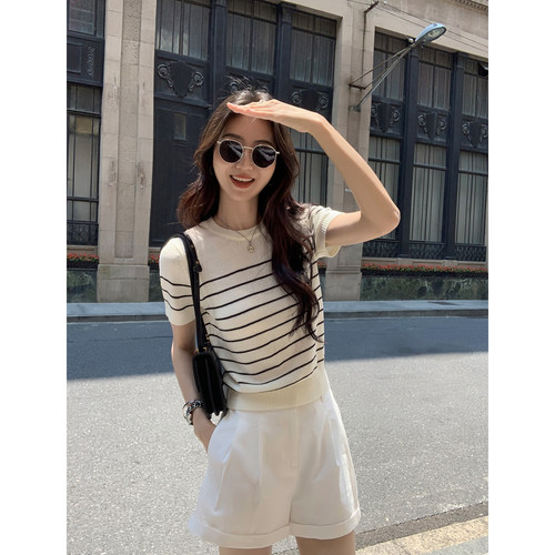 MULVAN 随搭clean fit 高腰翻边牛仔短裤女莱赛尔宽松基础热裤