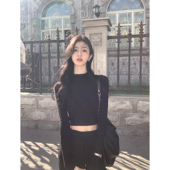 长袖 MULVAN 显瘦高腰内搭打底衫 女秋冬修身 上衣 半高领针织衫