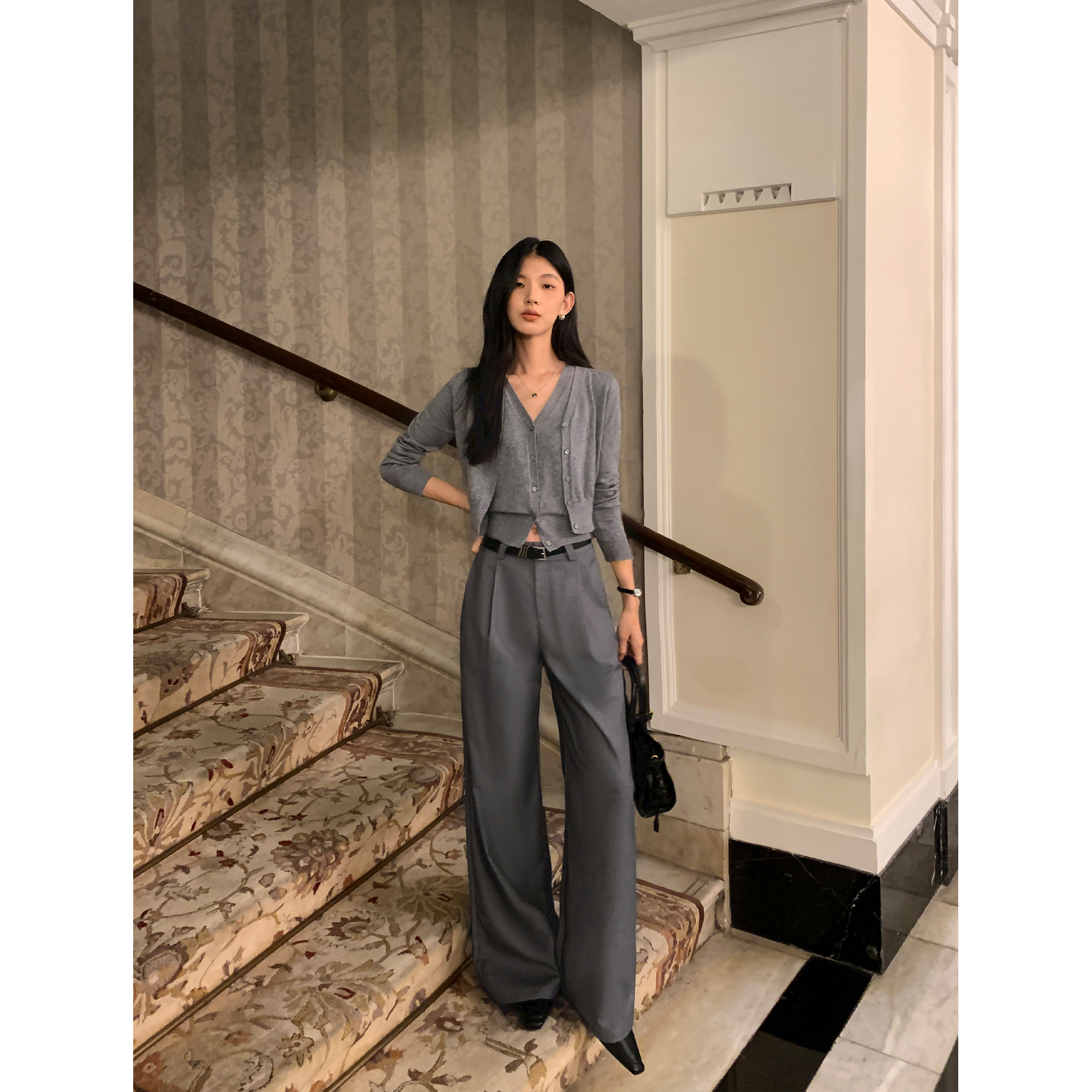 MULVAN 黑色休闲西装裤女春秋高腰宽松显瘦直筒垂感拖地长裤,女装/女士精品,休闲裤,淘宝优惠券,粉丝福利购,淘宝优惠卷