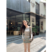 针织衫 一字肩不规则上衣女设计感小众修身 现货7折 MULVAN