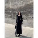 长裙 复古V领针织连衣裙女气质修身 MULVAN至知温柔 现货7.5折