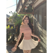 MULVAN 芭蕾风白色a字半身裙女高腰蕾丝花边蛋糕短裙 春浔花鉴