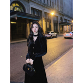 复古V领丝绒衬衫 MULVAN 法式 女秋冬轻奢高级感衬衣收腰显瘦上衣