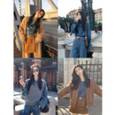 上衣 宽松休闲内搭叠穿长袖 MULVAN港风复古蓝色牛仔衬衫 女新款