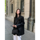 外套女新款 黑色复古pu皮衣西装 高级感宽松西服 现货7折 MULVAN