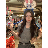 复古麻花polo短袖 针织衫 女夏短款 MULVAN 莱赛尔薄款 正肩T恤