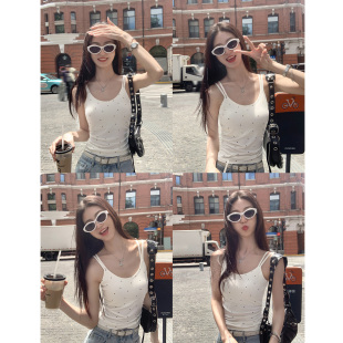 小吊带甜辣无袖 修身 上衣 波点带胸垫背心女外穿夏季 MULVAN