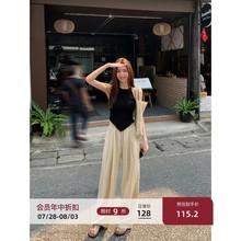 MULVAN 高腰休闲阔腿裤女小个子宽松显瘦百搭拖地裤子直筒长裤