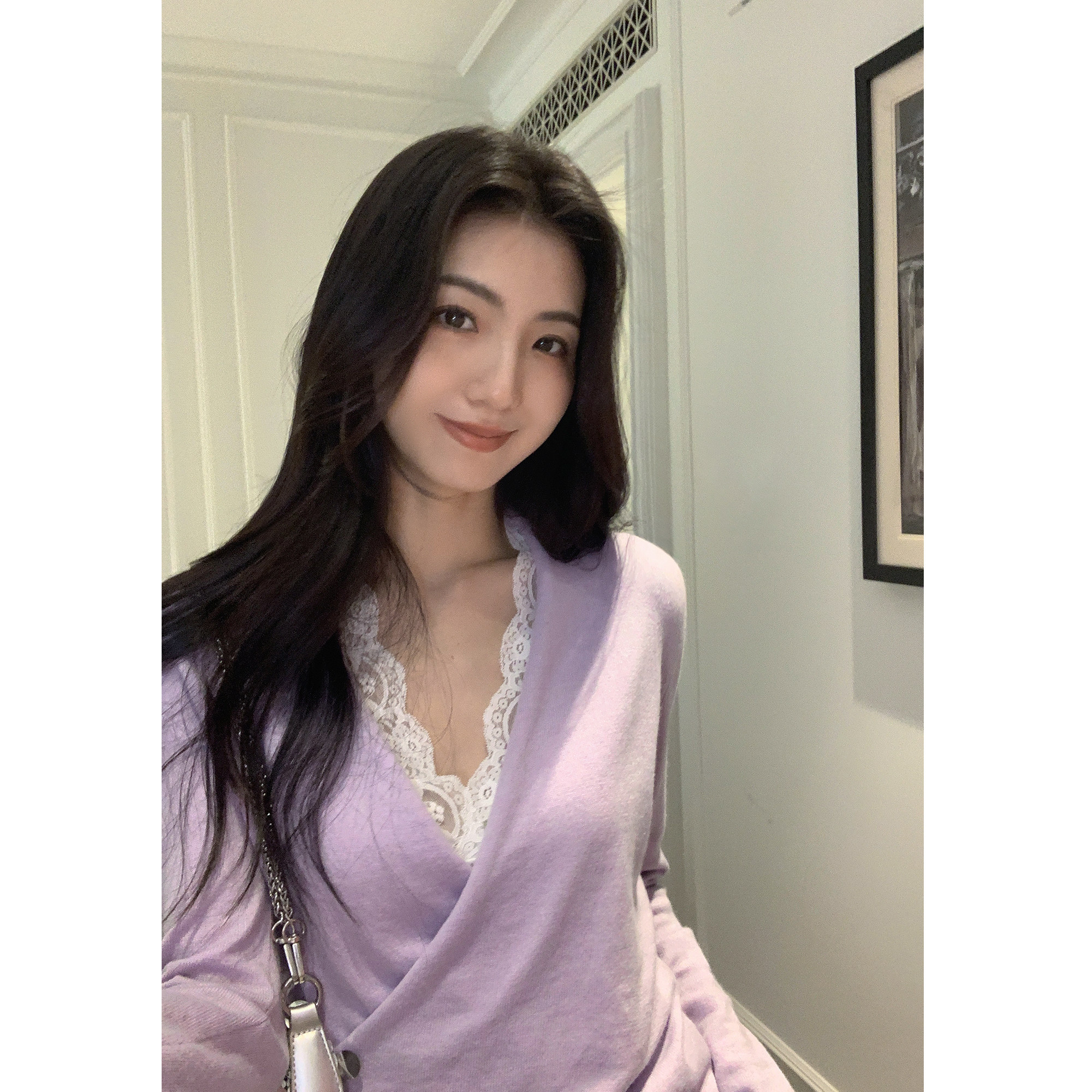 MULVAN续以温柔 气质交叉套头V领毛衣女高级感针织打底衫内搭上衣