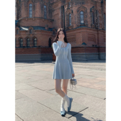 法式 MULVAN 现货7.5折 U领针织连衣裙女秋冬小个子收腰短裙子