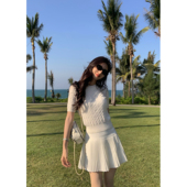 MULVAN 高级感a字百褶短裙女气质高腰显瘦防走光半身裙 巴赫小调