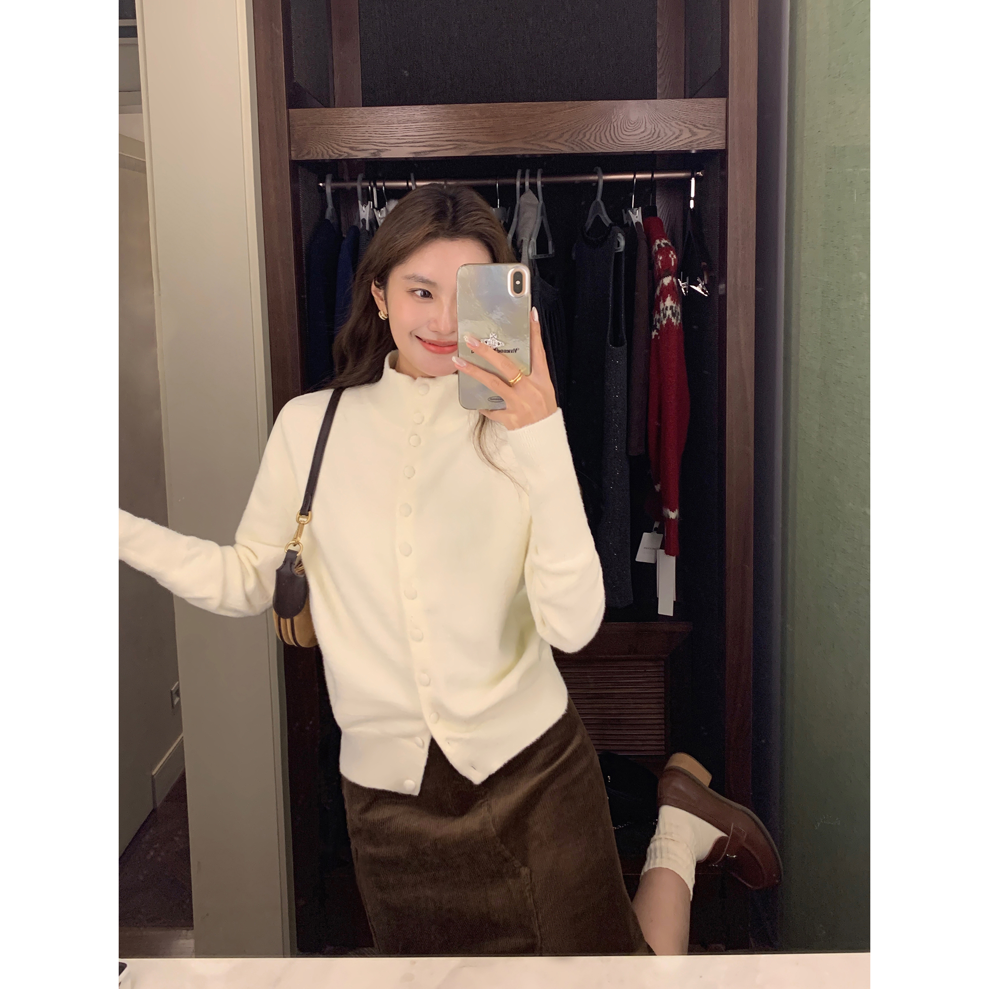 MULVAN 巴塞尔阳光 仿貂绒高领毛衣外套女慵懒风宽松软糯针织开衫