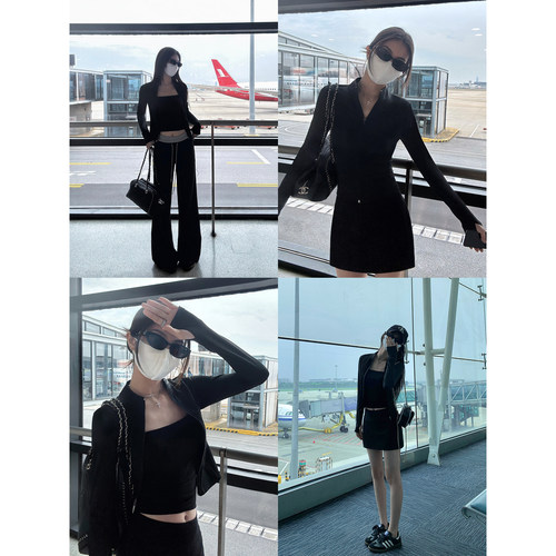 MULVAN 随意套组 休闲运动套装女轻薄立领防晒罩衫小外套+A字短裙