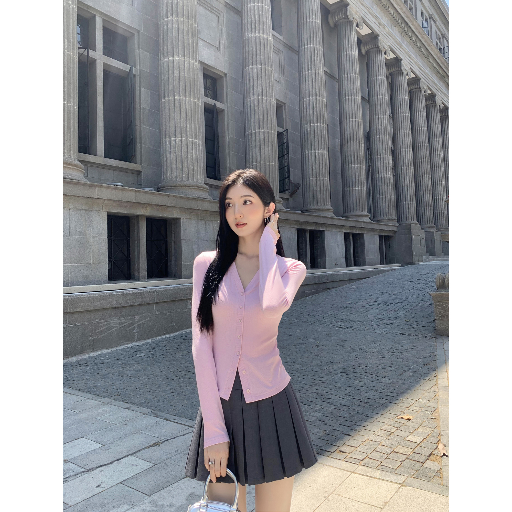 MULVAN 半身裙百褶裙女新款学院风高腰显瘦辣妹防走光A字短裙