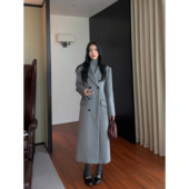 MULVAN 呢子外套 复古中长款 现货7折 高级感毛呢大衣女秋冬法式