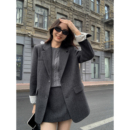 套装 MULVAN 外套女半身裙高腰裙裤 复古宽松撞色毛呢西装 旧厅橱窗