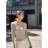 长袖 MULVAN 内搭上衣 女修身 气质显瘦打底衫 闲日织梦 慵懒针织衫