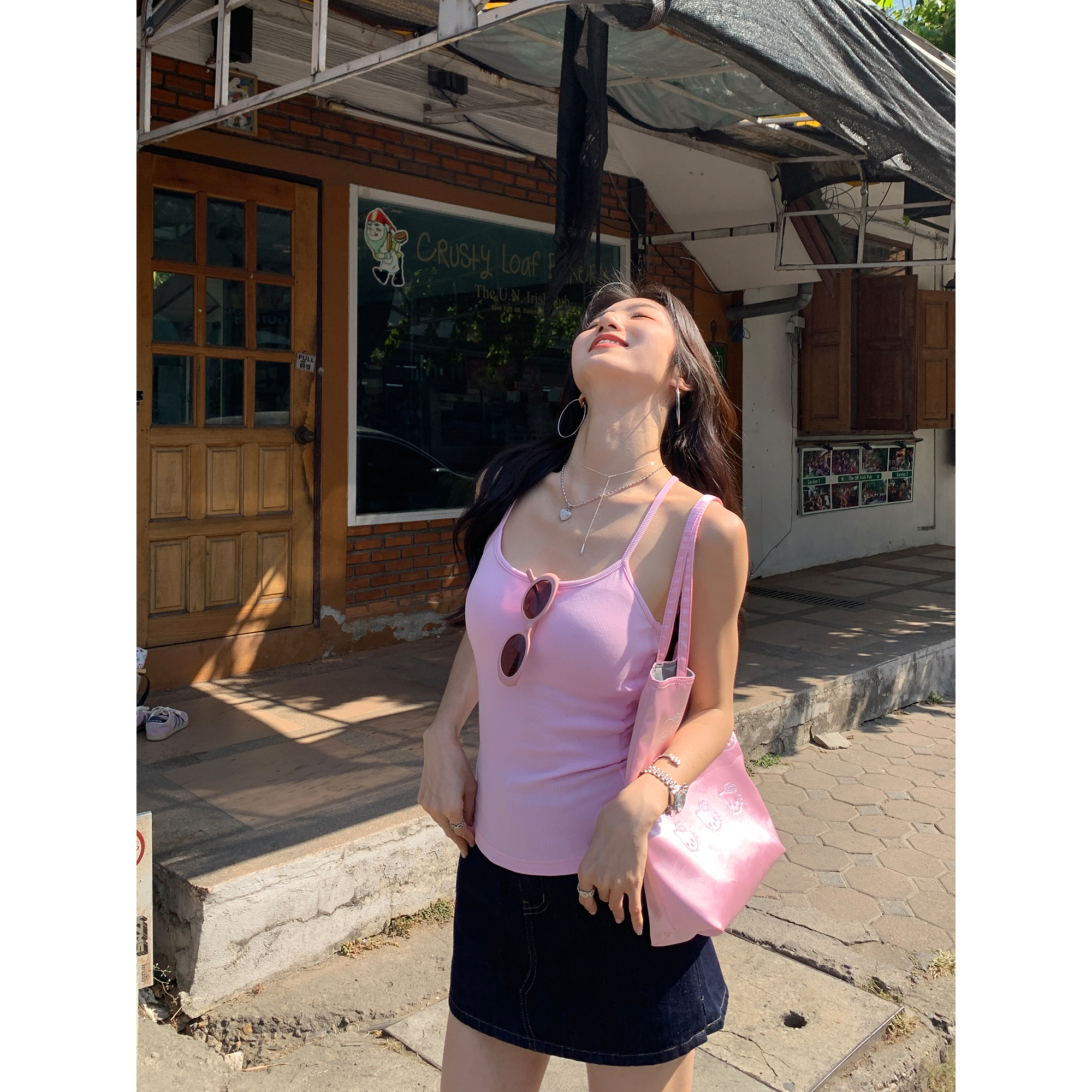 MULVAN 高腰版裤裙 立体裁剪直筒牛仔短裤女夏显瘦包臀短款半身裙
