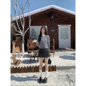 女秋冬新款 MULVAN 毛呢半身裙裤 高腰防走光休闲百搭A字短裙