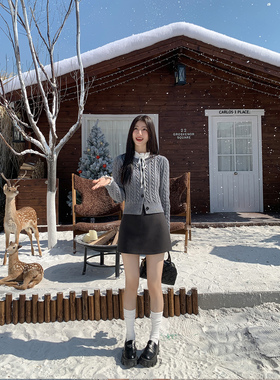 MULVAN 毛呢半身裙裤女秋冬新款高腰防走光休闲百搭A字短裙