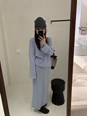 慵懒自在ATELIER BLANC秋款 羊毛针织衫 喜欢 直筒半身裙套装 女