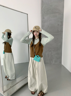 秋上新减龄显白显瘦【grapestone 葡萄籽】针织衫+背心两件套套装