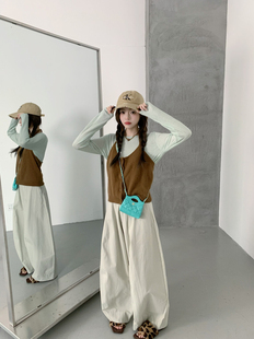 秋上新减龄显白显瘦【grapestone 葡萄籽】针织衫+背心两件套套装