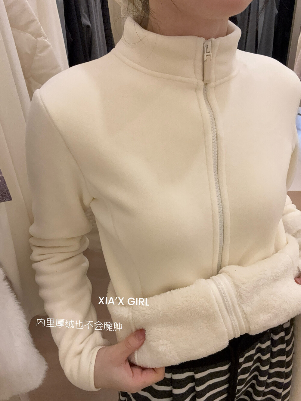 【XIA夏夏】长毛绒加厚双层复合一体绒保暖立领修身显瘦短外套女