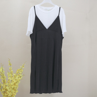 裙辣妈裙子断码 雪纺连衣裙两件套圆领短袖 清仓 夏装 爱美妈咪孕妇装